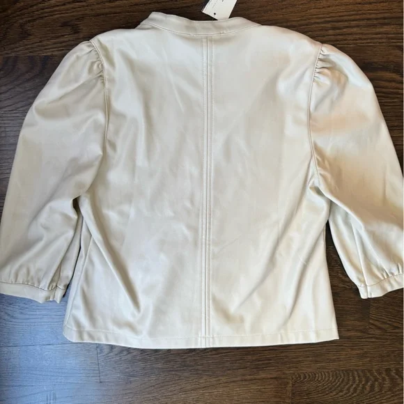 Evereve Cream Leather Top with Mandarin Collar - Picture 4 of 4